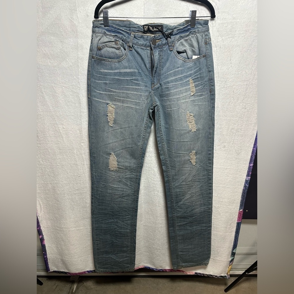 Black Brand Men's Slim Ripped Jeans - Picture 3 of 10